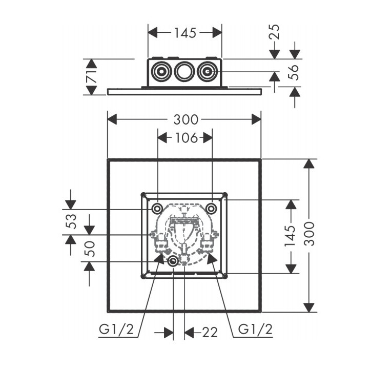 Deszczownica Axor ShowerSolutions 250 1jet, sufitowa, okrągła, czarny chrom polerowany