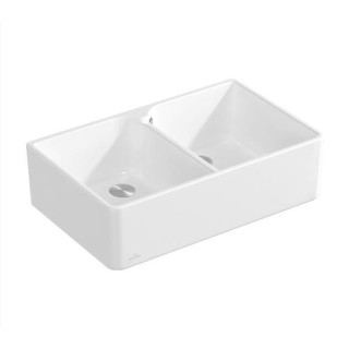 Zlewozmywak ceramiczny Villeroy & Boch Sink Unit 90 X, 90x55 cm dwukomorowy, CeramicPlus - biały Weiss Alpin