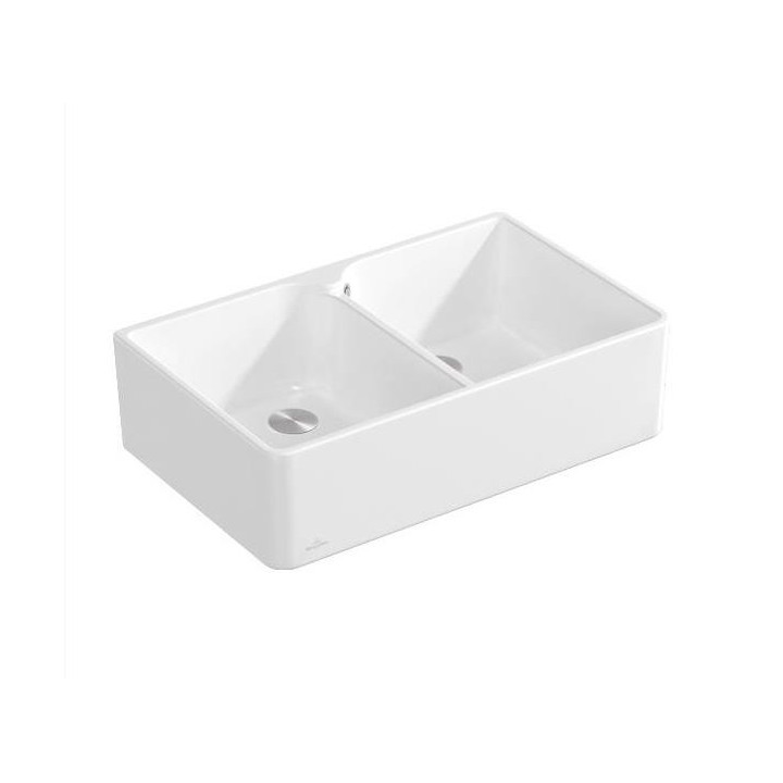 Zlewozmywak ceramiczny Villeroy & Boch Sink Unit 90 X, 90x55 cm dwukomorowy, CeramicPlus - biały Weiss Alpin