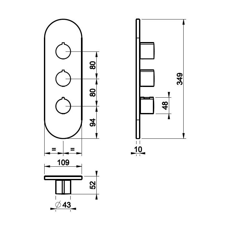 Element podtynkowy Gessi, 5 wyjść wody, podłączenie 3/4