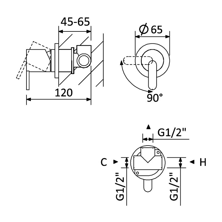 Bateria natryskowa Bruma Leaf, podtynkowa, 1 wyjście wody, chrom