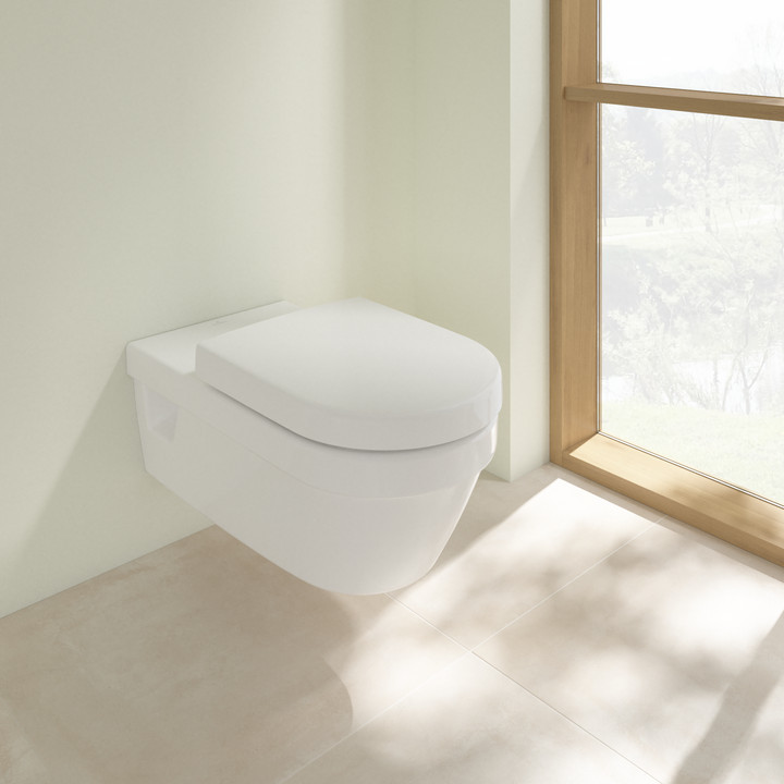 Villeroy &Boch Miska WC lejowa ViCare dla niepełnosprawnych, bez kołnierza wewnętrznego, podwieszany, Weiss Alpin 