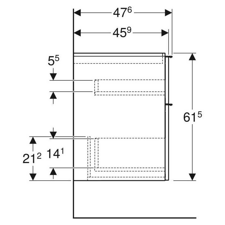 Szafka pod umywalkę Geberit iCon 60 z dwoma szufladami, dąb naturalny