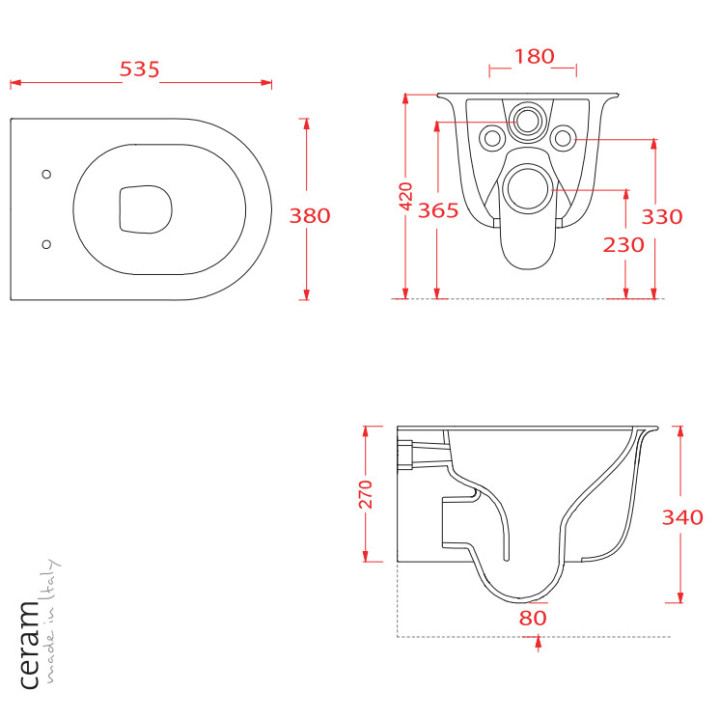 Miska Artceram A16 wisząca, 36x52 cm, odpływ poziomy, biała- sanitbuy.pl