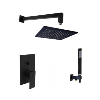 Zestaw natryskowy z baterią podtynkową, Paffoni Elle-Effe, z deszczownicą 20x20 cm, czarny, Nr. kat. EL015ZSC3ANO