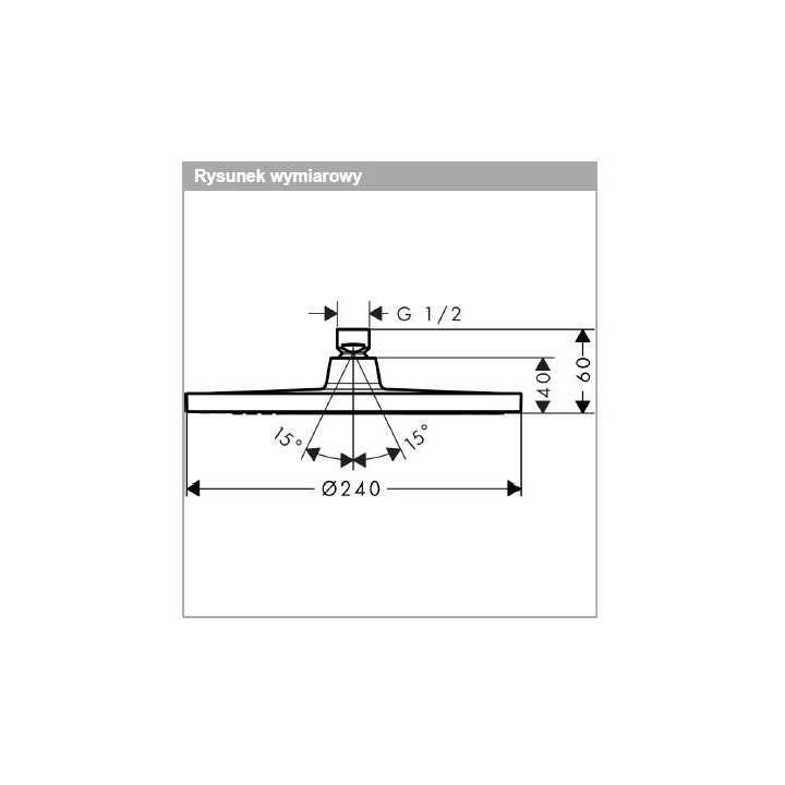 Deszczownica Hansgrohe Raindance E 300 1jet, 30x30cm, przyłącze sufitowe, czarny mat