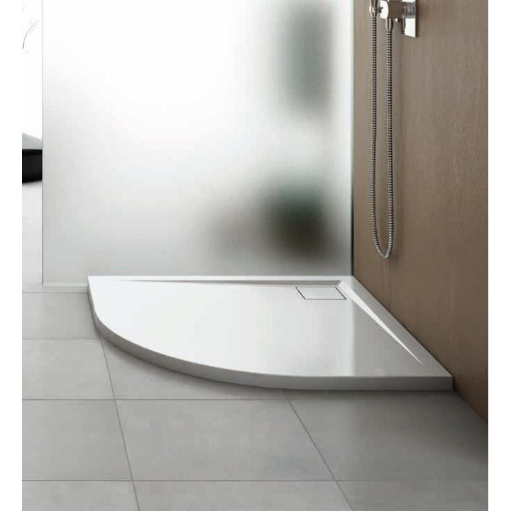 Brodzik z konglomeratu SanSwiss Ila półokrągły 1000x1000mm, biały