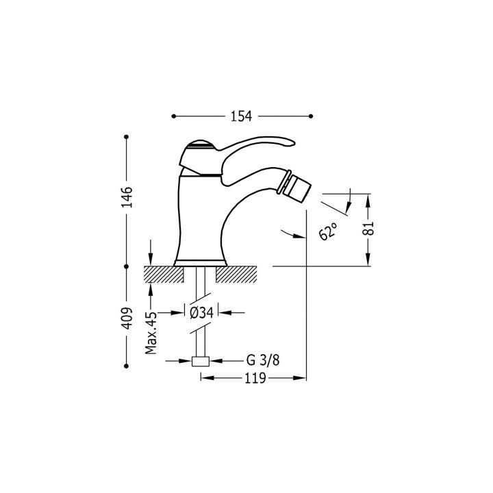 Bateria umywalkowa Tres-Clasic jednouchwytowa - chrom