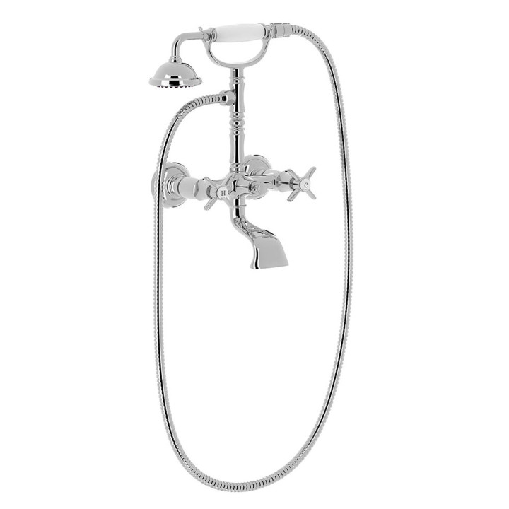 Bateria wannowa Tres-Clasic podłogowa z pionowymi kolumnami doprowadzającymi wodę - chrom