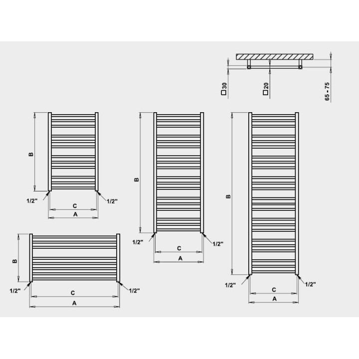 Grzejnik P.M.H. Pluto 38,5x150 cm - kolor- sanitbuy.pl