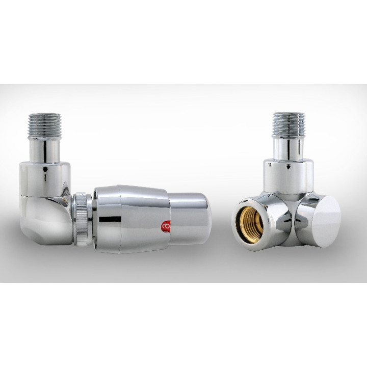 Komplet zaworów Imers termostatycznych osiowych kątowych, lewy - stary mosiądz- sanitbuy.pl