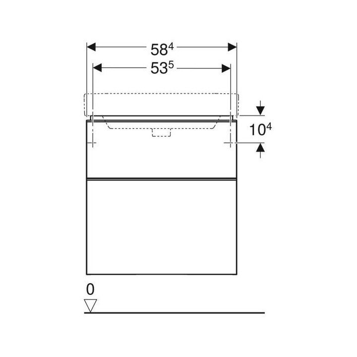 Szafka wisząca podumywalkowa Geberit Citterio 60 cm, z jedną szufladą - dąb czarny/szkło czarne