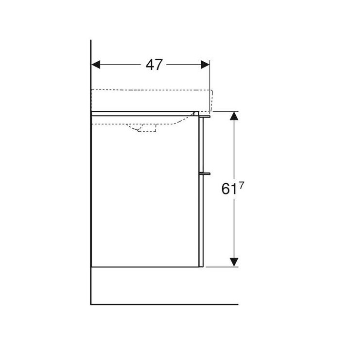 Szafka wisząca podumywalkowa Geberit Citterio 60 cm, z jedną szufladą - dąb czarny/szkło czarne