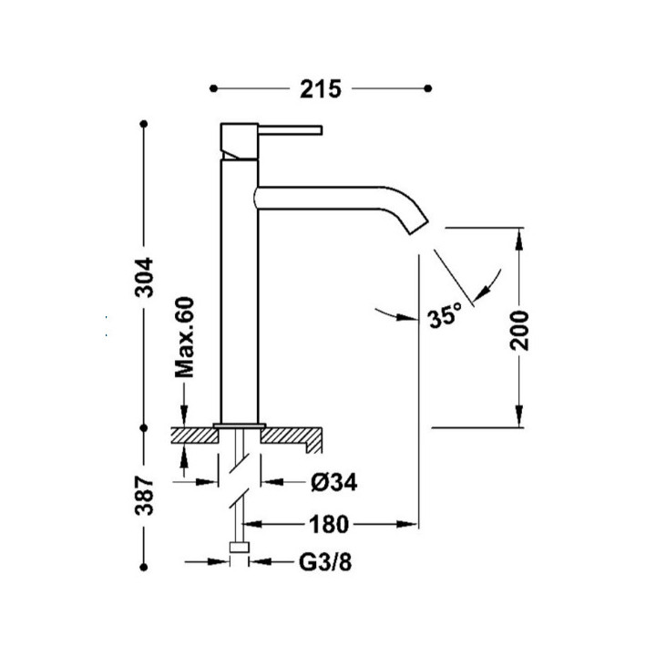 Bateria umywalkowa TRES Study - Exclusive, wys. 30,4 cm - złota