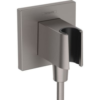 Przyłącze wody Hansgrohe FixFit E, z uchwytem prysznicowym, czarny mat
