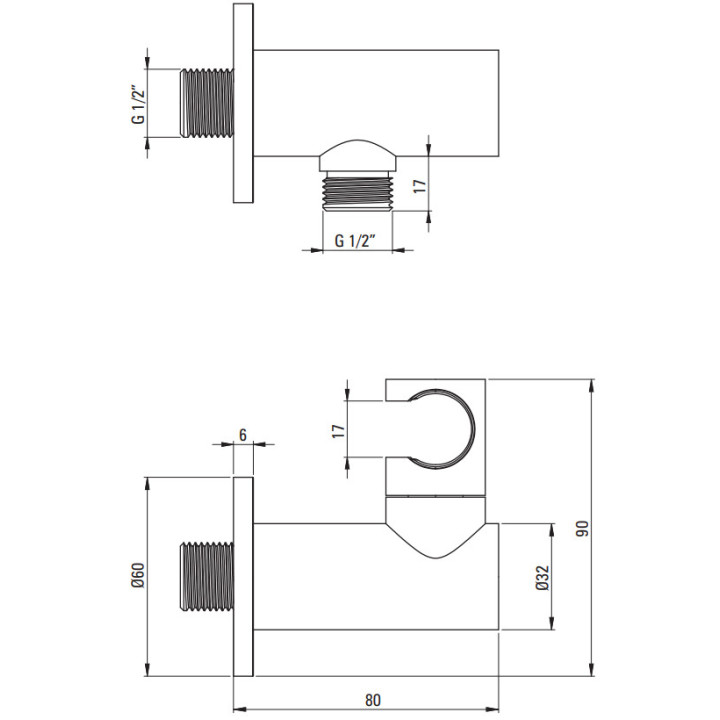 Ramię deszczownicy Deante Cascada, ścienna, 325mm, okrągła, czarny