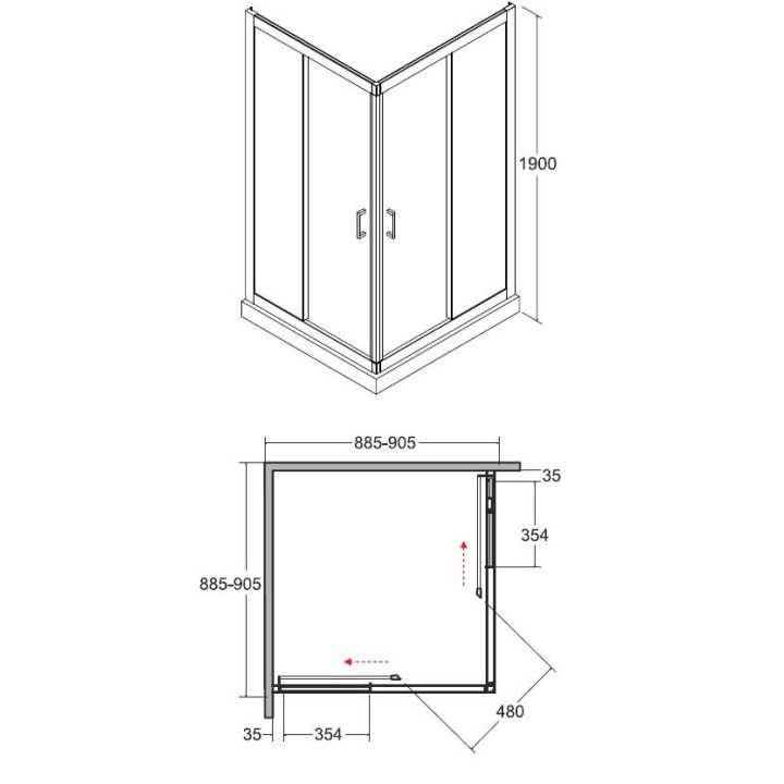 Kabina prysznicowa półokrągła Besco Modern 165, 90x90cm, szkło przejrzyste, profil chrom