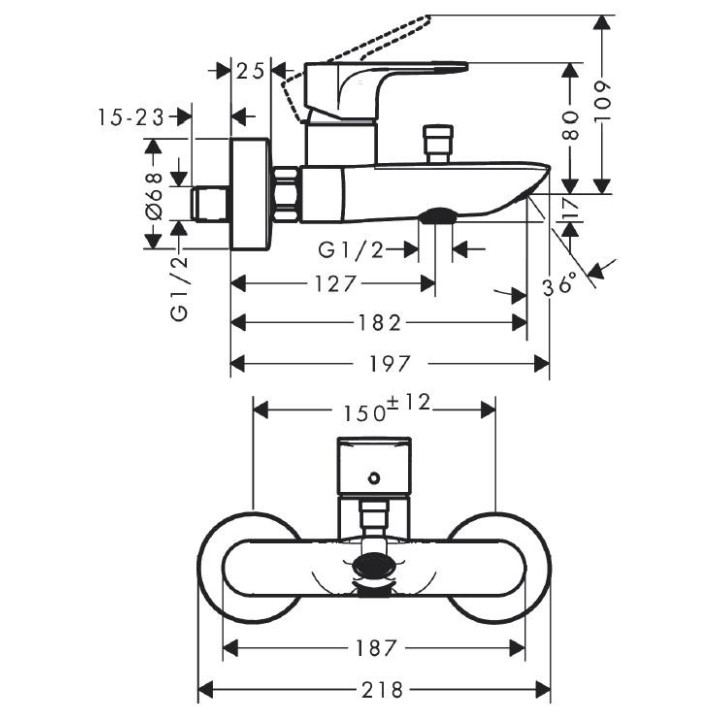 Bateria umywalkowa Hansgrohe Rebris S jednouchwytowa 80 CoolStart z metalowym kompletem odpływowym - czarny mat