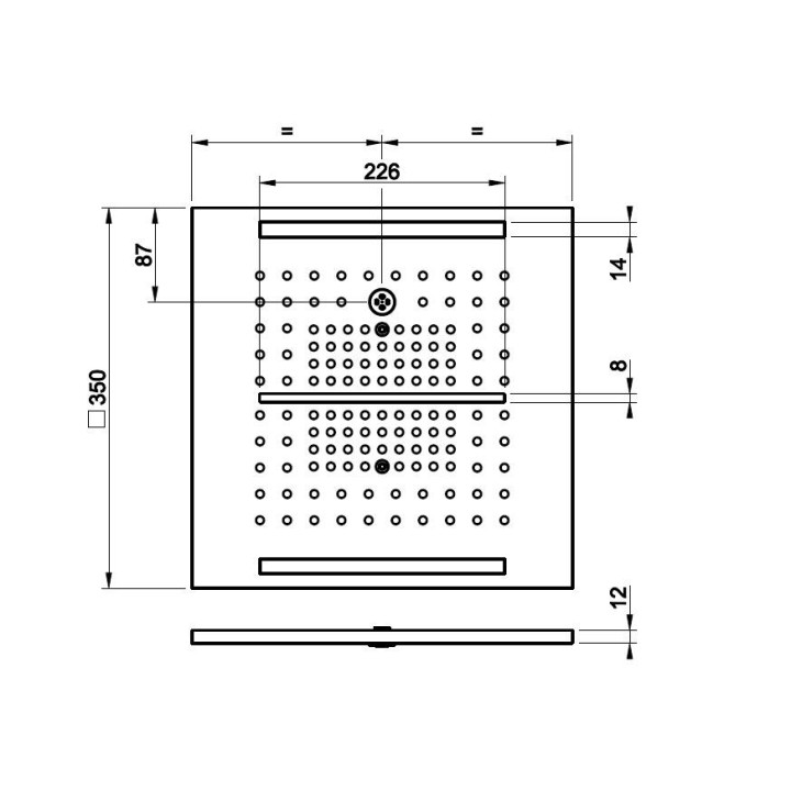 Deszczownica sufitowa Gessi Minimali, kwadratowa 350x350 mm - Mirror Steel