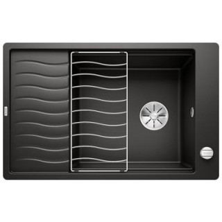 Zlewozmywak Blanco METRA 6 S-F 990x490 mm, Silgranit PuraDur odwracalny, korek automatyczny, odsączarka stalowa - czarny