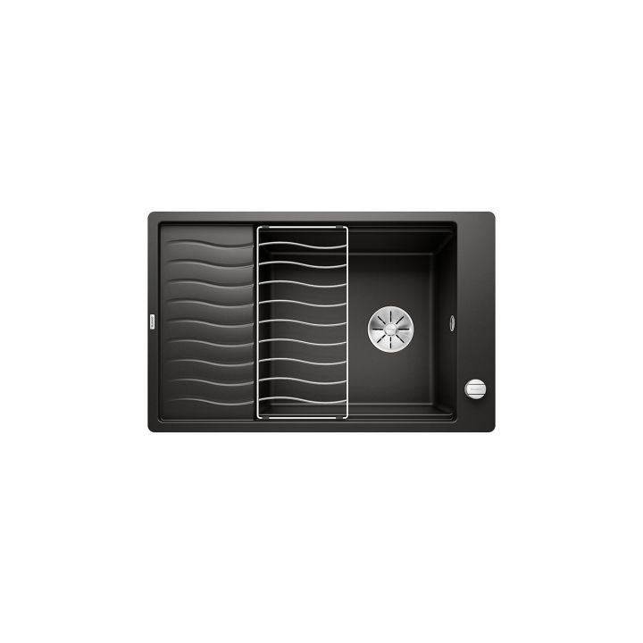 Zlewozmywak Blanco METRA 6 S-F 990x490 mm, Silgranit PuraDur odwracalny, korek automatyczny, odsączarka stalowa - czarny