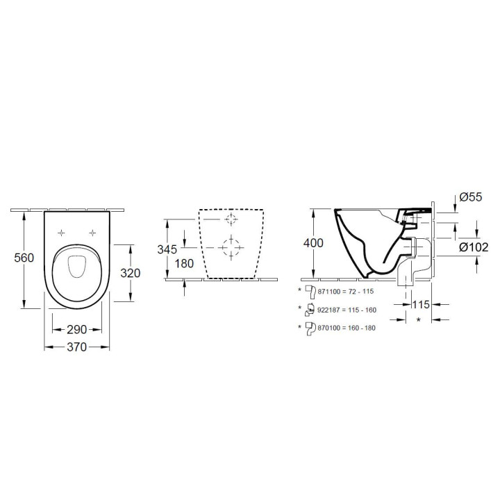 Miska stojąca Villeroy&Boch Subway 2.0, bez kołnierza, 37x56 cm, odpływ poziomy, biała- sanitbuy.pl