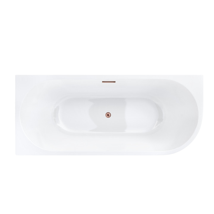 Wanna narożna Corsan INTERO lewa 170 cm z wykończeniem różowe złoto - biała