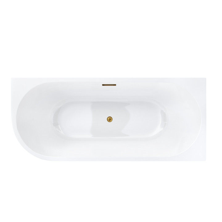 Wanna narożna do montażu przyściennego Corsan INTERO prawa 160 cm z wykończeniem złotym - biała