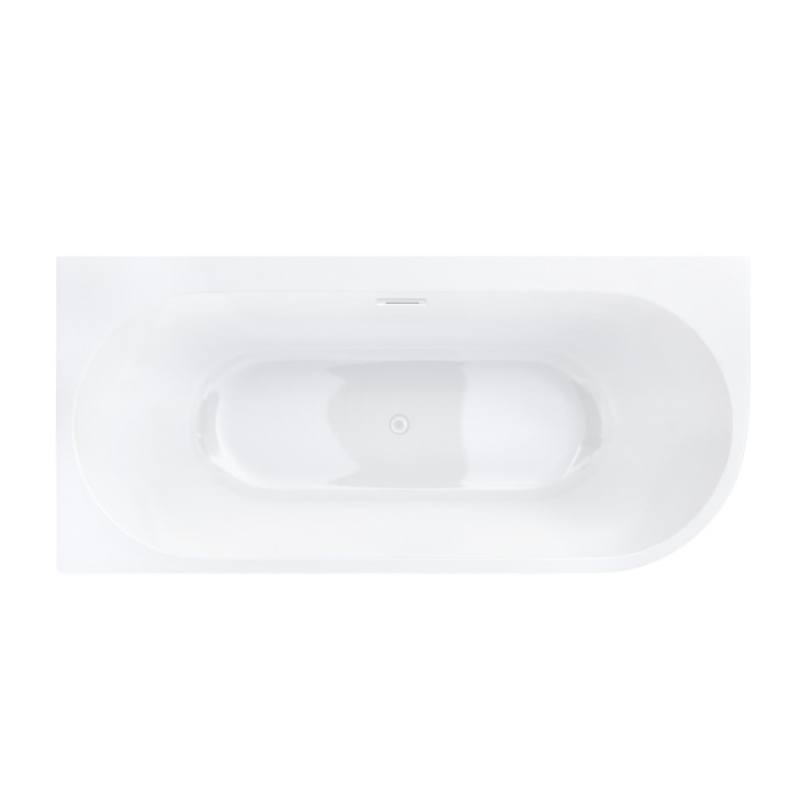 Wanna narożna Corsan INTERO lewa 160 cm z szeroką krawędzią i wykończeniem białym - biała