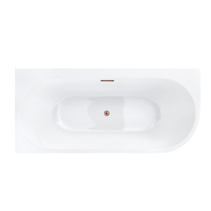 Wanna narożna Corsan INTERO lewa 170 cm z szeroką krawędzią i wykończeniem złotym - biała