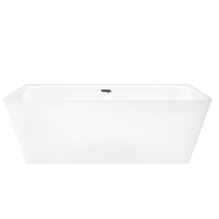 Wanna przyścienna wolnostojąca Corsan Iseo 170 cm z szeroką krawędzią i wykończeniem chrom - biała