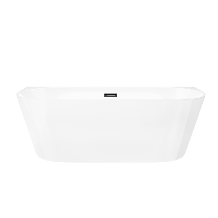 Wanna przyścienna wolnostojąca Corsan Mono 160 cm z wykończeniem czarnym - biała