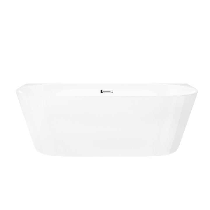 Wanna przyścienna wolnostojąca Corsan Mono 160 cm z wykończeniem chrom - biała