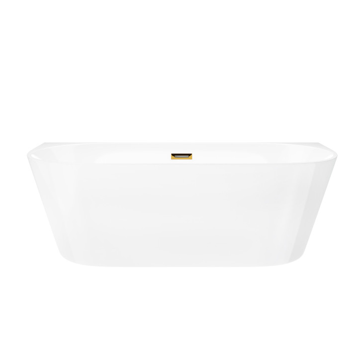 Wanna przyścienna wolnostojąca Corsan Mono 160 cm z wykończeniem złotym - biała
