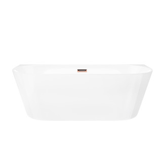 Wanna przyścienna wolnostojąca Corsan Mono 160 cm z wykończeniem różowe złoto - biała