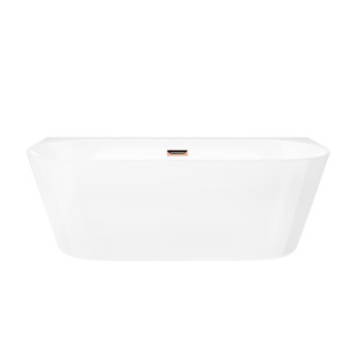 Wanna przyścienna wolnostojąca Corsan Mono 150cm z szeroką krawędzią i wykończeniem różowe złoto - biała