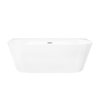 Wanna przyścienna wolnostojąca Corsan Mono 150cm z szeroką krawędzią i wykończeniem białym - biała
