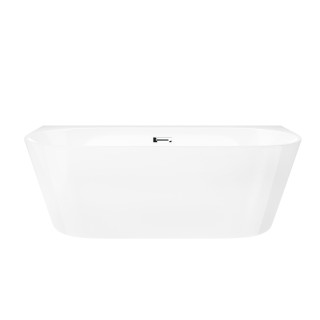 Wanna przyścienna wolnostojąca Corsan Mono 150cm z szeroką krawędzią i wykończeniem chrom - biała