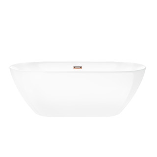 Wanna wolnostojąca Corsan Olvena 160 cm z wykończeniem różowe złoto - biała