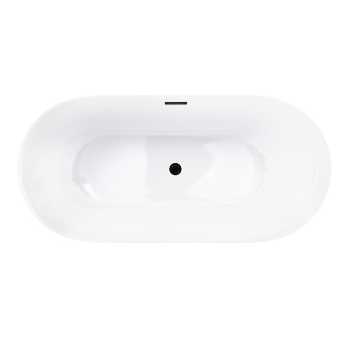 Wanna wolnostojąca Corsan Reno 160 cm z wykończeniem czarnym - biała