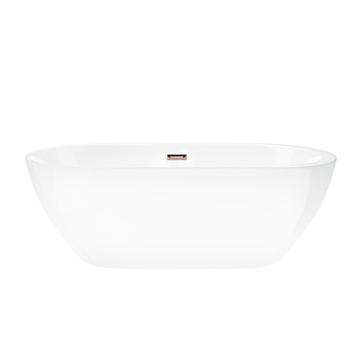Wanna wolnostojąca Corsan Reno 160 cm z wykończeniem różowe złoto - biała
