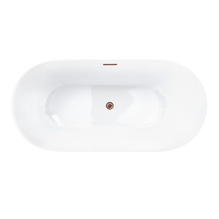 Wanna wolnostojąca Corsan Reno 170 cm z wykończeniem różowe złoto - biała