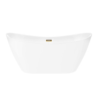 Wanna wolnostojąca Corsan Nauti 160 cm z wykończeniem złotym - biała
