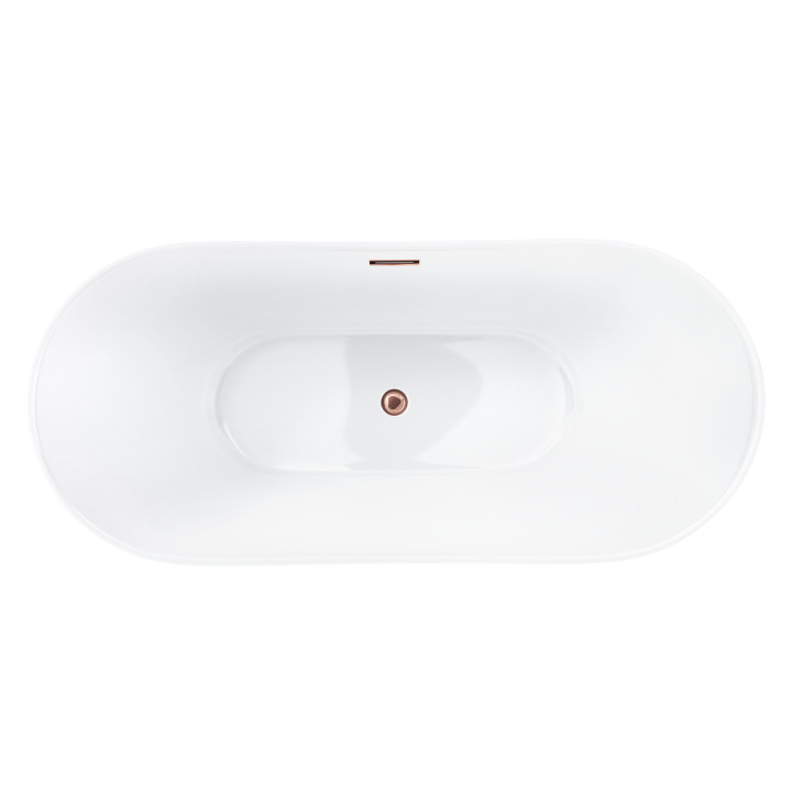 Wanna wolnostojąca Corsan Nauti 160 cm z wykończeniem różowe złoto - biała