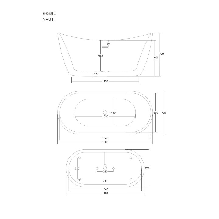 Wanna wolnostojąca Corsan Nauti 160 cm z wykończeniem białym - biała