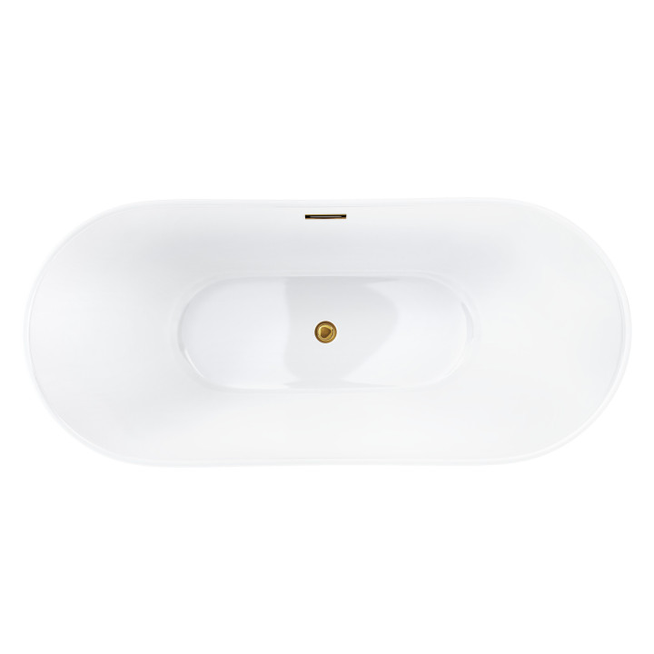 Wanna wolnostojąca Corsan Nauti 170 cm z wykończeniem złotym - biała