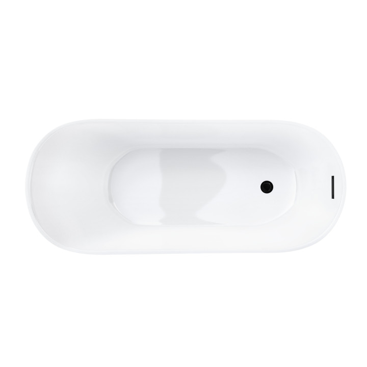 Wanna wolnostojąca Corsan Estella 160 cm z wykończeniem czarnym - biała