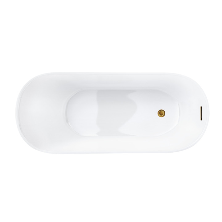 Wanna wolnostojąca Corsan Estella 170 cm z wykończeniem złotym - biała