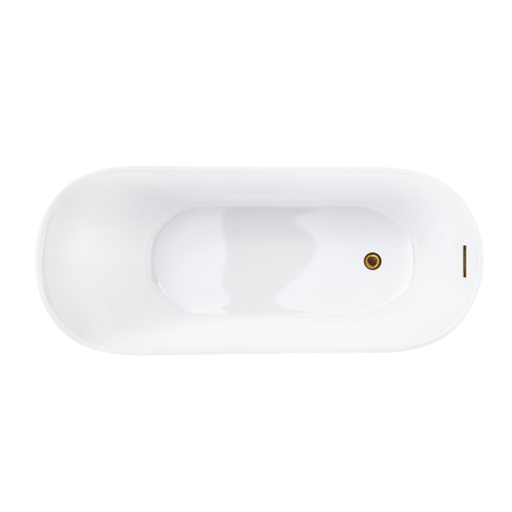 Wanna wolnostojąca Corsan Estella 170 cm z wykończeniem różowe złoto - biała