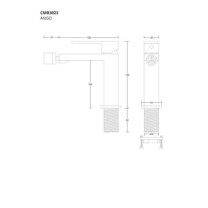Bateria bidetowa Corsan Ango czarna